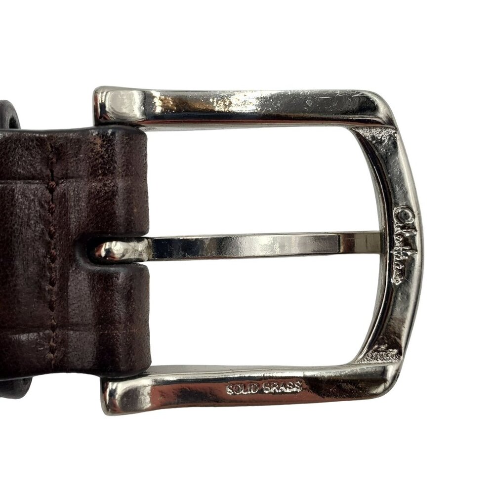 Vintage Cole Haan Dress Belt Brown Men's Size 36 Inch Leather Solid Brass Buckle - Picture 8 of 12